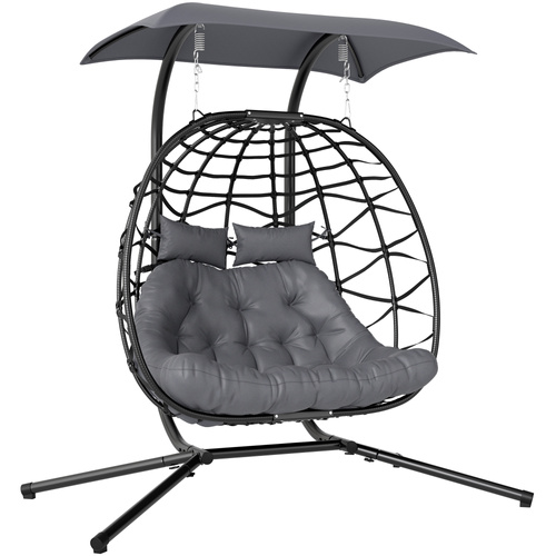 Outsunny Two-Seater Rattan Egg Chair - Black