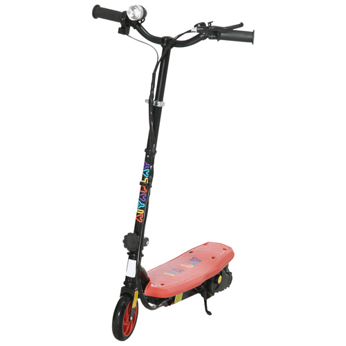 HOMCOM Foldable Electric Scooter, with LED Lights, for Ages 7-14 Years, Red