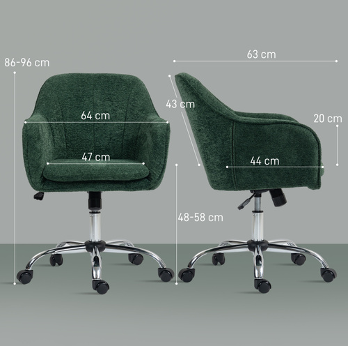 HOMCOM Snow Flannel Office Chair - Dark Green