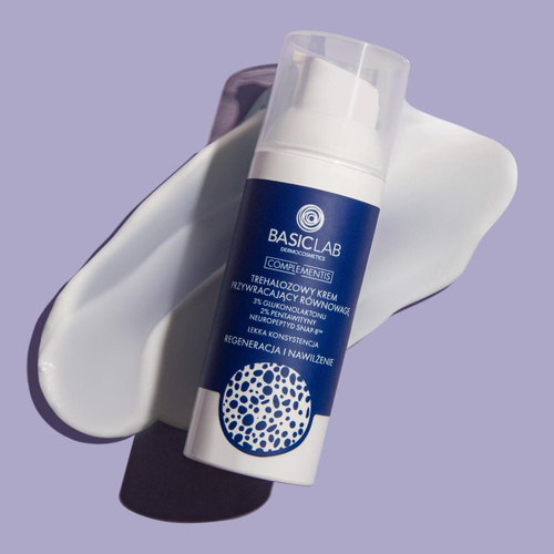 BasicLab Trehalozowy Lekki Krem Przywracający Równowagę 3% Glukonolaktonu 2% Pentawityny Regeneracja i Nawilżenie na Dzień i na Noc 50ml