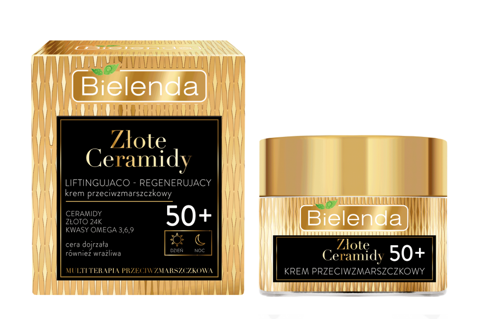 Bielenda Golden Ceramides Lifting and Regenerating Anti Wrinkle Cream 50+ for Day and Night 50m