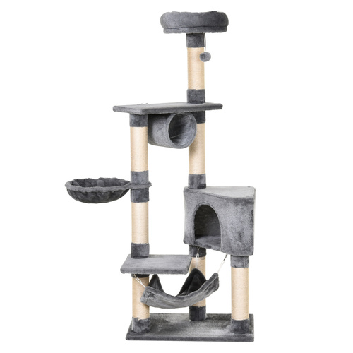 PawHut Cat Tree for Indoor Cats Condo Tower Multi-level Height 150CM  Kittens Activity Stand House with Toys & Various Scratching Posts