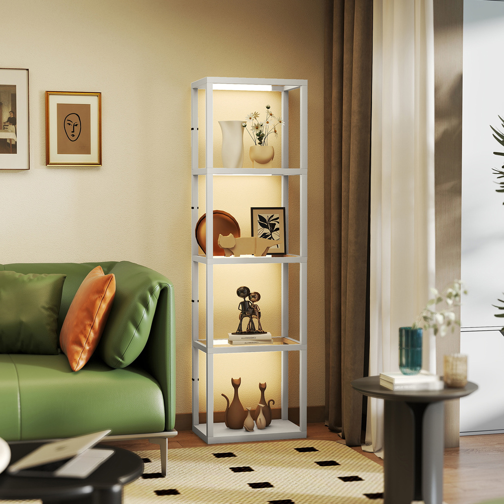 HOMCOM Four-Shelf Floor Lamp - Grey