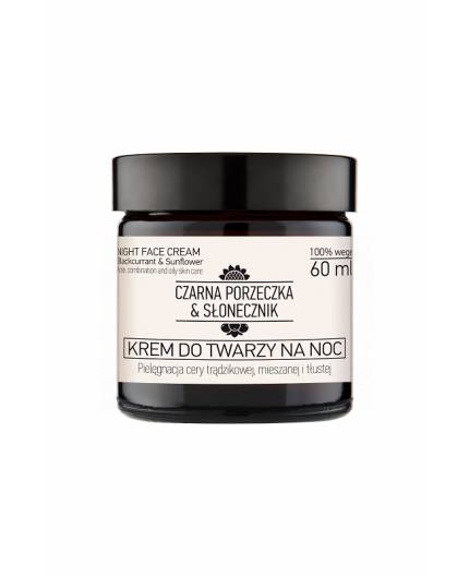 Nova Kosmetyki Blackcurrant & Sunflower Natural Vegan Night Face Cream for Acne and Combination Skin 60ml