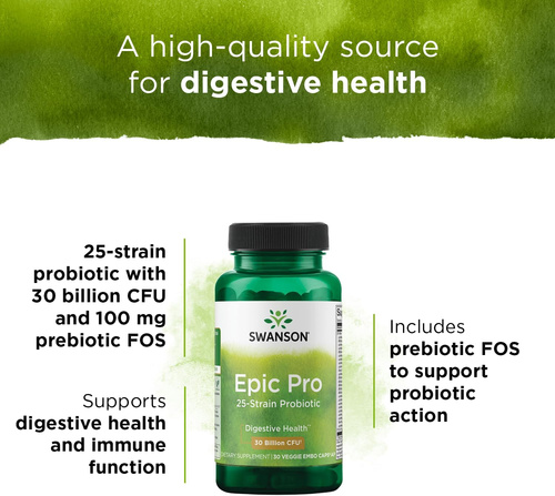 Swanson Epic Pro 25-Strain Probiotic for Gut & Immune Support 30 Capsules