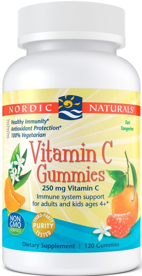 Nordic Naturals Vitamin C Gummies 250mg dla Dzieci powyżej 4 Roku Życia Smak Mandarynka 120 Sztuk