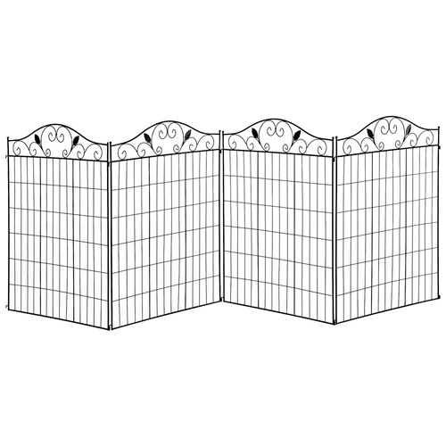 Outsunny Garden Decorative Fence 4 Panels 44in x 12ft Metal Wire Landscape Border Edging