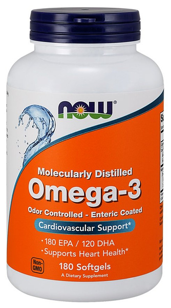 Now Foods Omega-3 Enteric Coated 180 Softgels