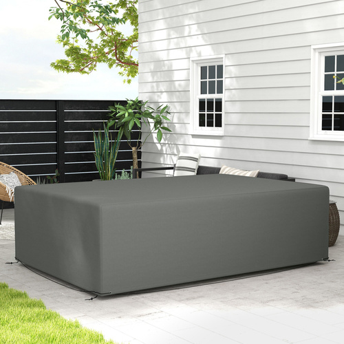 Outsunny Outdoor Garden Furniture Cover Waterproof, Anti-UV 600D Heavy Duty Oxford Fabric Patio Furniture Cover for Rectangular Sofa Table Set, Dark Grey, 245 x 165 x 66 cm