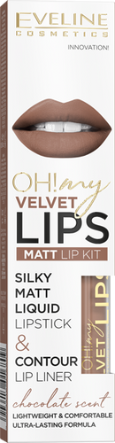 Eveline Oh My Velvet Lips Matt Liquid Lipstick and Lip Liner No. 14 Choco Truffle 4.5ml