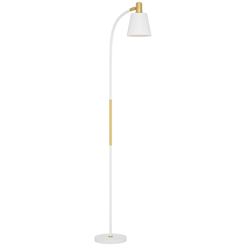 HOMCOM Floor Lamp for Living Room, Spotlight Reading Standing Lamp with Adjustable Height, Rocker on/off Switch, Indoor Task Lighting for Bedroom, Office,  White (Bulb not Included)