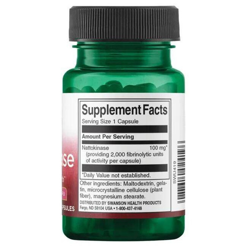 Swanson Nattokinaza 100mg na Wsparcie Układu Krążenia 30 Kapsułek