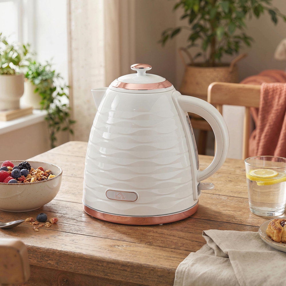 HOMCOM 3kW Rapid Boil Honeycomb Kettle - Cream