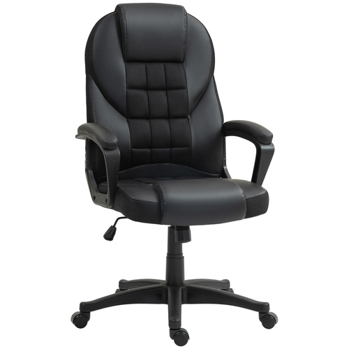 HOMCOM Faux Leather Office Chair with Tilt and PU Castors - Black