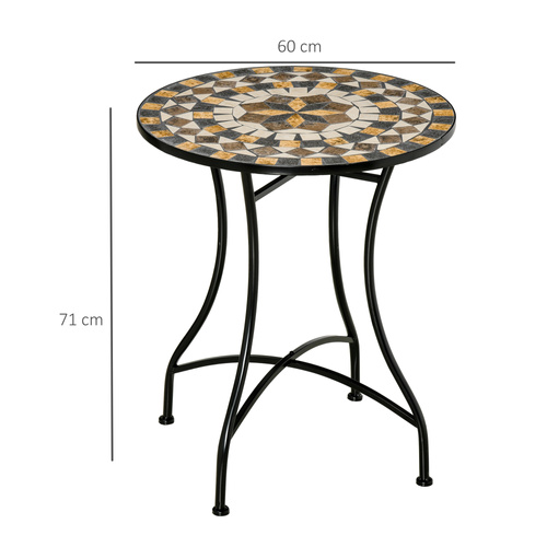 Outsunny Φ60cm Mosaic Outdoor Patio Table - Grey