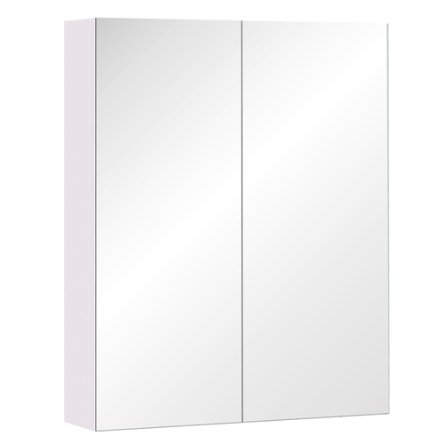 HOMCOM Bathroom Mirror Cabinet, 3-Tier Wall Mount Bathroom Storage Cabinet with Soft-Close Hinges and Adjustable Shelf, Double Door Cupboard, 60 x 15 x 75 cm, White