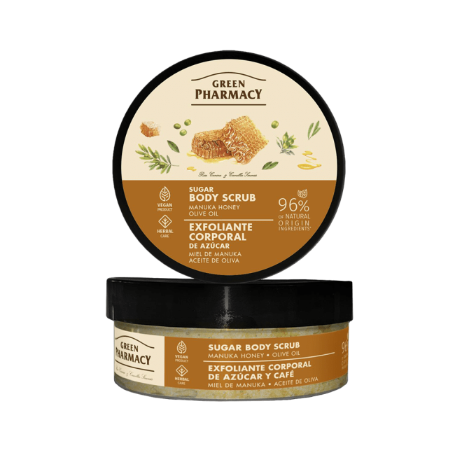 Green Pharmacy Wygładzający Peeling Cukrowy Miód Manuka i Oliwa 200ml