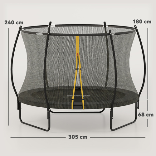 SPORTNOW 10ft Outdoor Trampoline with Enclosure Net, Spring Cover, Black