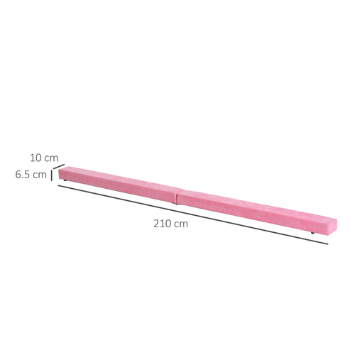 HOMCOM 2.1M 7FT Gymnastics Folding Balance Beam Home Gym Training Exercise Sports - Pink