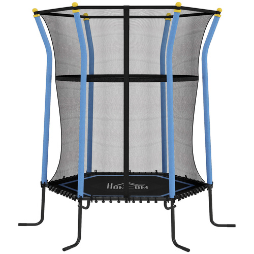 HOMCOM Kids Trampoline Mini Bouncer with Enclosure Safety Net For Ages 3-10 Years - Blue
