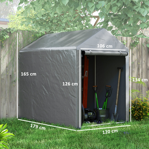 Outsunny 179 x 120cm Temporary Garden Shed, with Accessories - Light Grey
