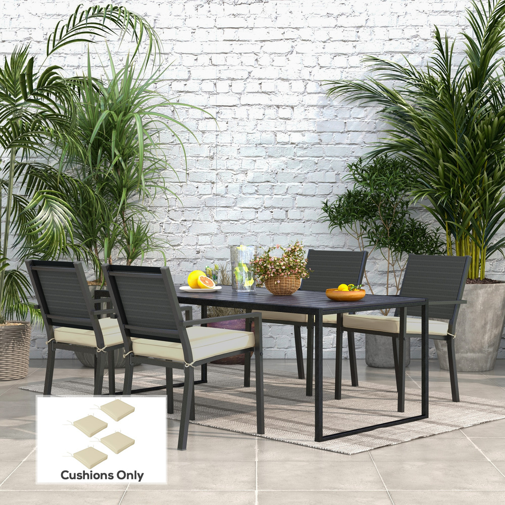 Outsunny 4-Piece Seat Cushions Pillow Replacement, Patio Chair Cushions Set with Ties for Indoor Outdoor, Beige