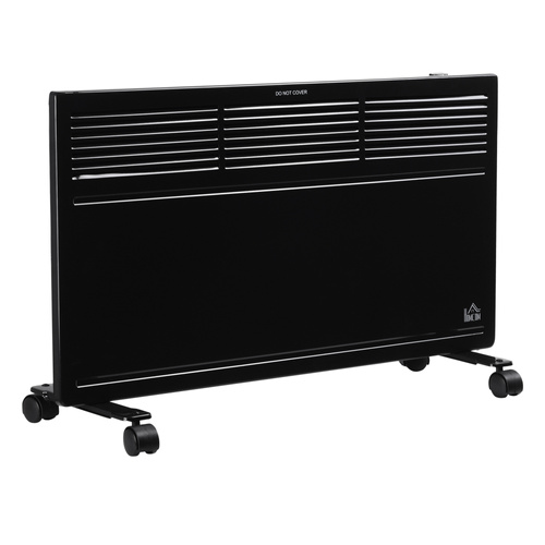 HOMCOM POWER Convector Radiator, Energy Saving Freestanding or Wall-mounted Heating with 2 Heat Settings Safety Cut-Off, Black