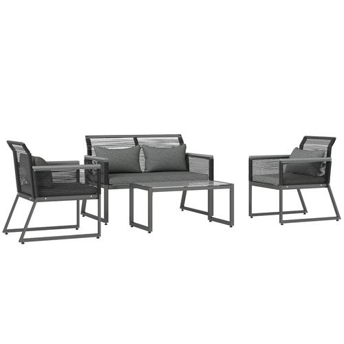 Outsunny 4 Pieces Rattan Garden Furniture Set - Charcoal Grey