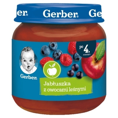 Gerber Deserek Jabłuszka z Owocami Leśnymi dla Niemowląt po 4 Miesiącu 125g