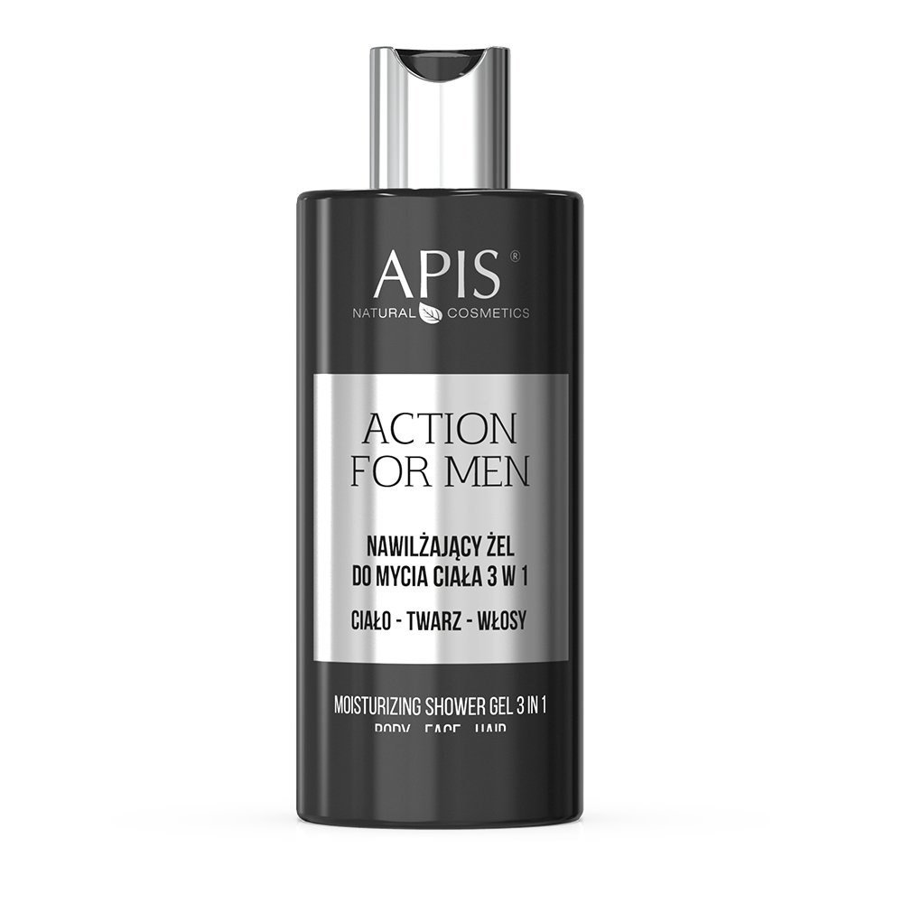 Apis Action for Men Nawilżający Żel do Mycia Ciała Twarzy i Włosów 3w1 300ml