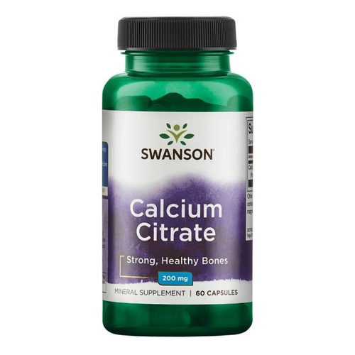 Swanson Cytrynian Wapnia 200mg na Zdrowe Kości i Zęby 60 Kapsułek