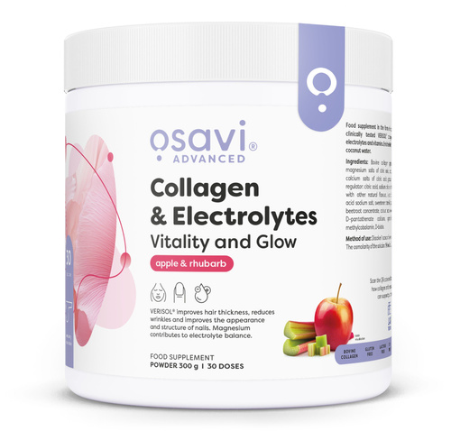 Osavi Kolagen & Elektrolity Witalność i Blask Jabłko - Rabarbar 300g