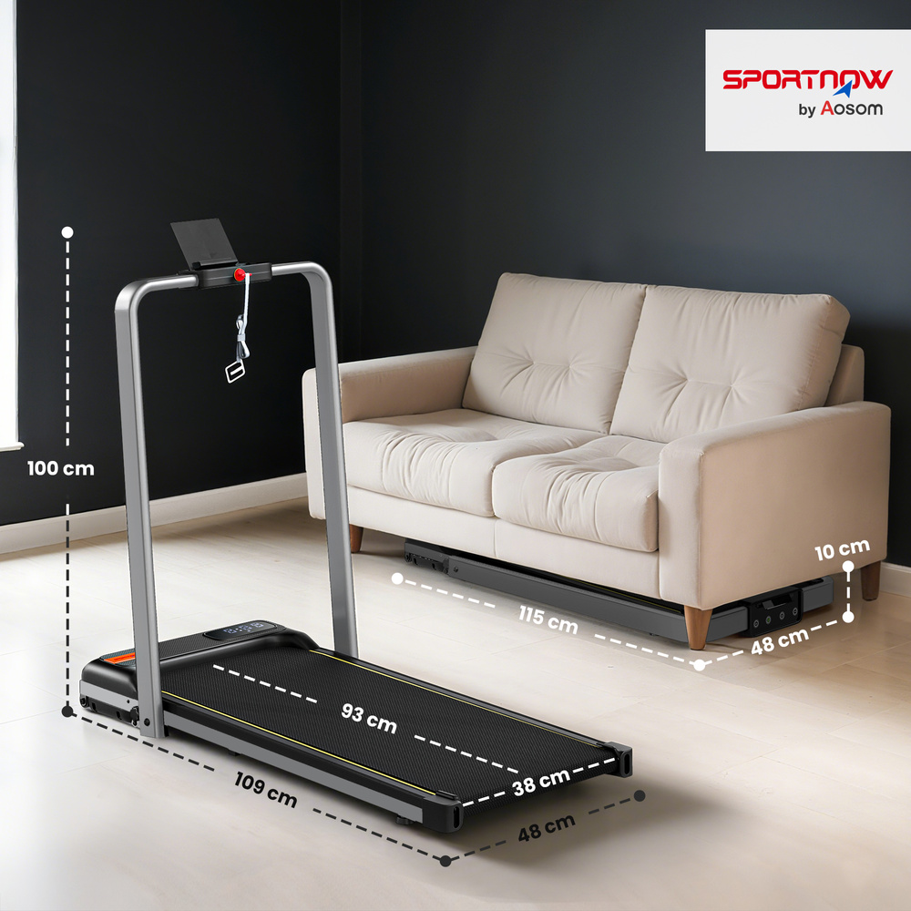 SPORTNOW Folding Walking Treadmill, Under Desk Walking Pad with Incline, Silver Tone