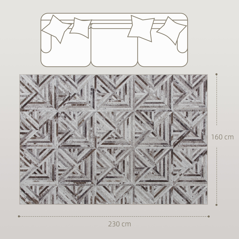 HOMCOM Modern Area Rug, Triangle Pattern Non-Slip Washable Rug, Chenille Floor Carpet for Living Room, Bedroom, Dining Room, Home Office, 230 x 160 cm, Brown