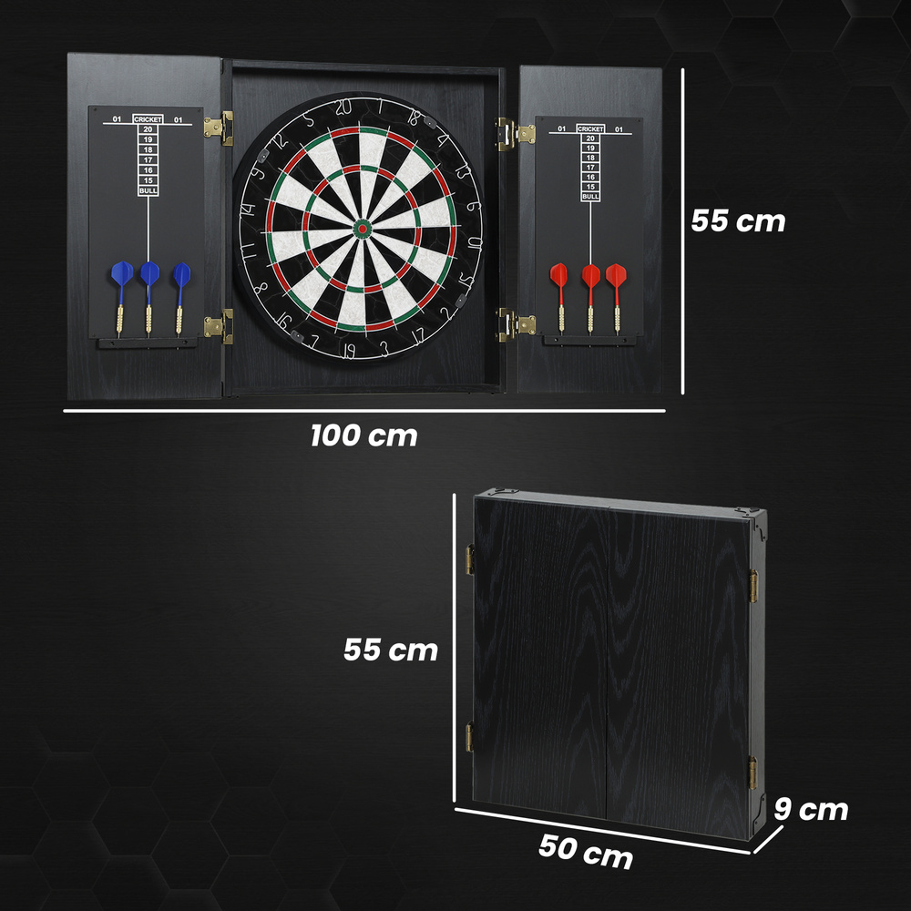 SPORTNOW Bristle Dartboard with Cabinet, 6 Steel Tip Darts, Cabinet