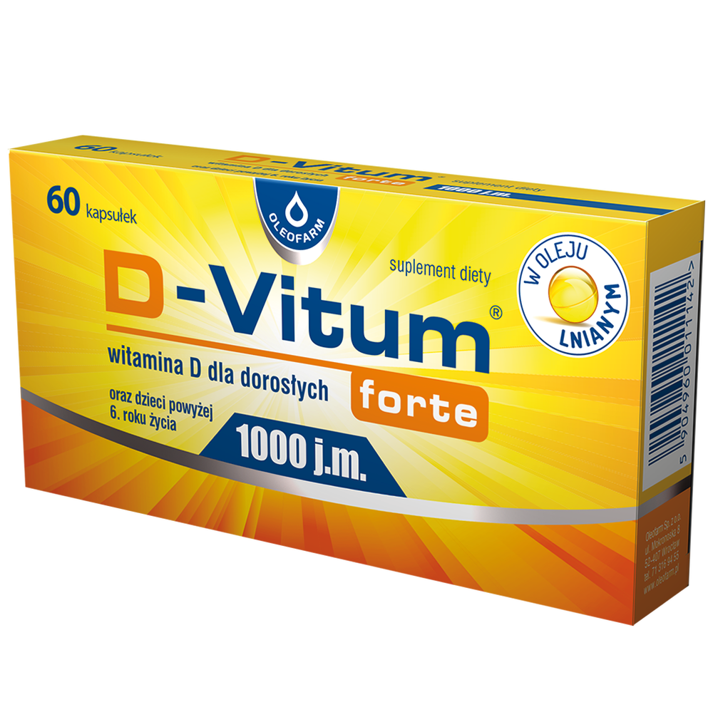 D-Vitum Forte 1000 j.m. Witamina D dla Dorosłych 60 Kapsułek