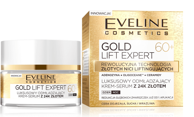 Eveline Gold Lift Expert Rejuvenating 60+ Cream-Serum with 24K Gold for Day and Night 50ml