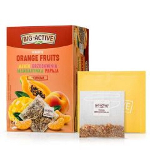 Big-Active Orange Fruits Fruit and Herbal Tea with Mango Peach and Mandarin 20x2g