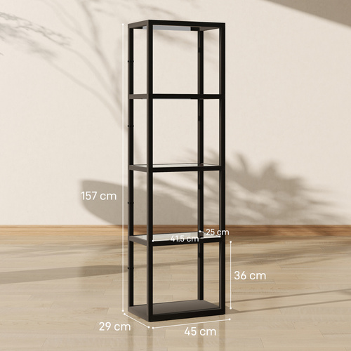 HOMCOM Four-Shelf Floor Lamp - Black