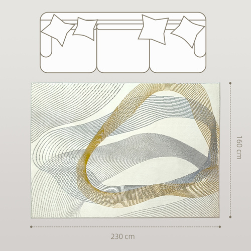 HOMCOM Modern Area Rug, Machine Washable Rug, Allergy-Friendly Floor Carpet for Living Room, Bedroom, Dining Room, Home Office, 230 x 160 cm, Cream White