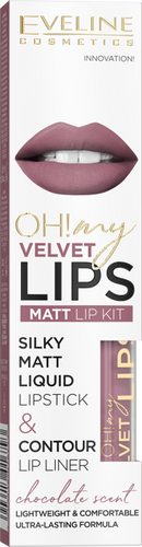 Eveline Oh My Velvet Lips Matt Pomadka w Płynie i Kredka Nr. 13 Brownie Biscotti 4.5ml