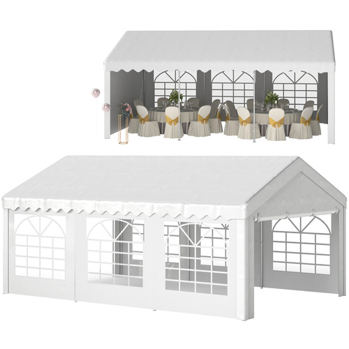 Outsunny 6m x 4m Heavy Duty Garden Gazebo for Parties, Wedding and Events, White