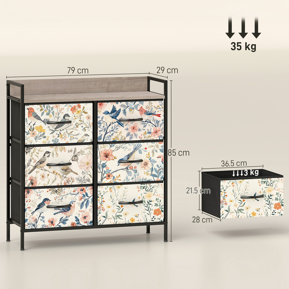 HOMCOM 6-Drawer Chest of Drawers - White
