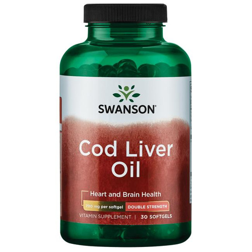 Swanson Olej z Wątroby Dorsza 700mg Double-Strength Wspierający Odporność i Kości 30 Kapsułek