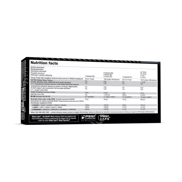 Olimp BCAA 1100 Mega Caps Amino Acids for Muscle Recovery 120 Capsules