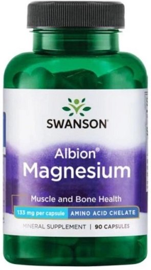 Swanson Albion Chelated Magnesium 133mg for Memory and Focus 90 Capsules
