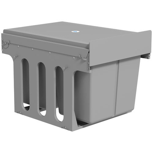 HOMCOM Pull Out Bin, Under Sink Bin - 2 Removable Compartments (15L Each) for 400mm Cabinets, Light Grey