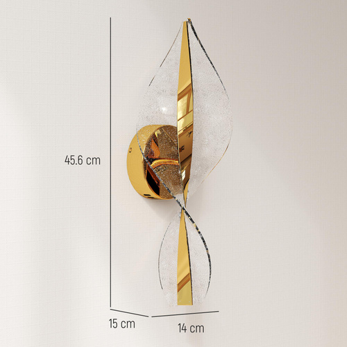 HOMCOM Led Wall Lamp 2 Pack, 13W Modern Indoor Spiral Wall Light, Colour Temperature Adjustable 3000K/4000K/6500K, for Bedroom, Living Room, Hallway, Stairs, Gold Tone