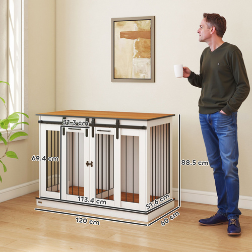 PawHut Dog Crate Furniture for Large Dogs, Double Dog Cage for Small Dogs