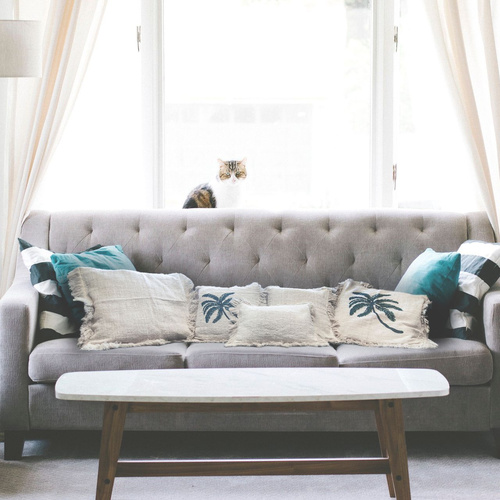 Linen Cushion Cover 45x45cm with fringe